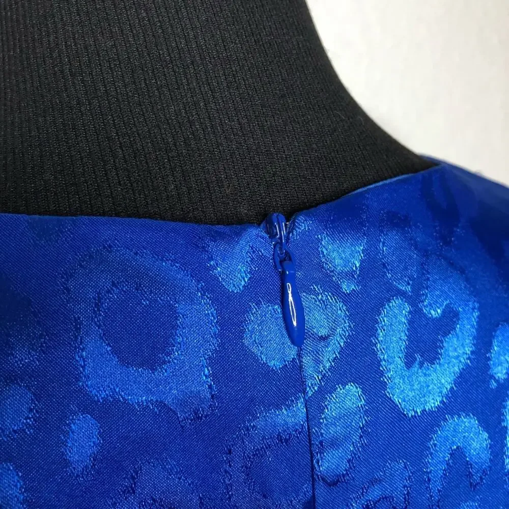 Adelyn Rae bright blue leopard print side drape dress size Large